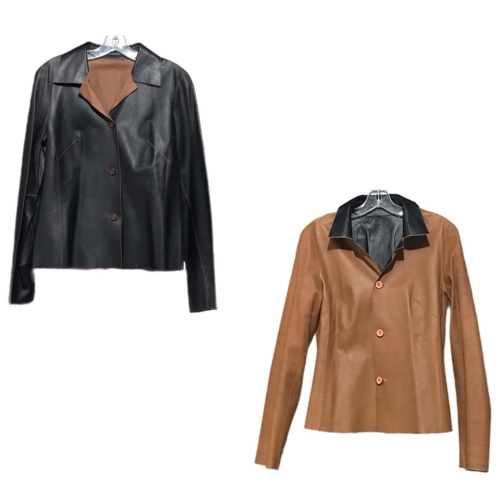 Reversible Leather Shirt Jacket Medium